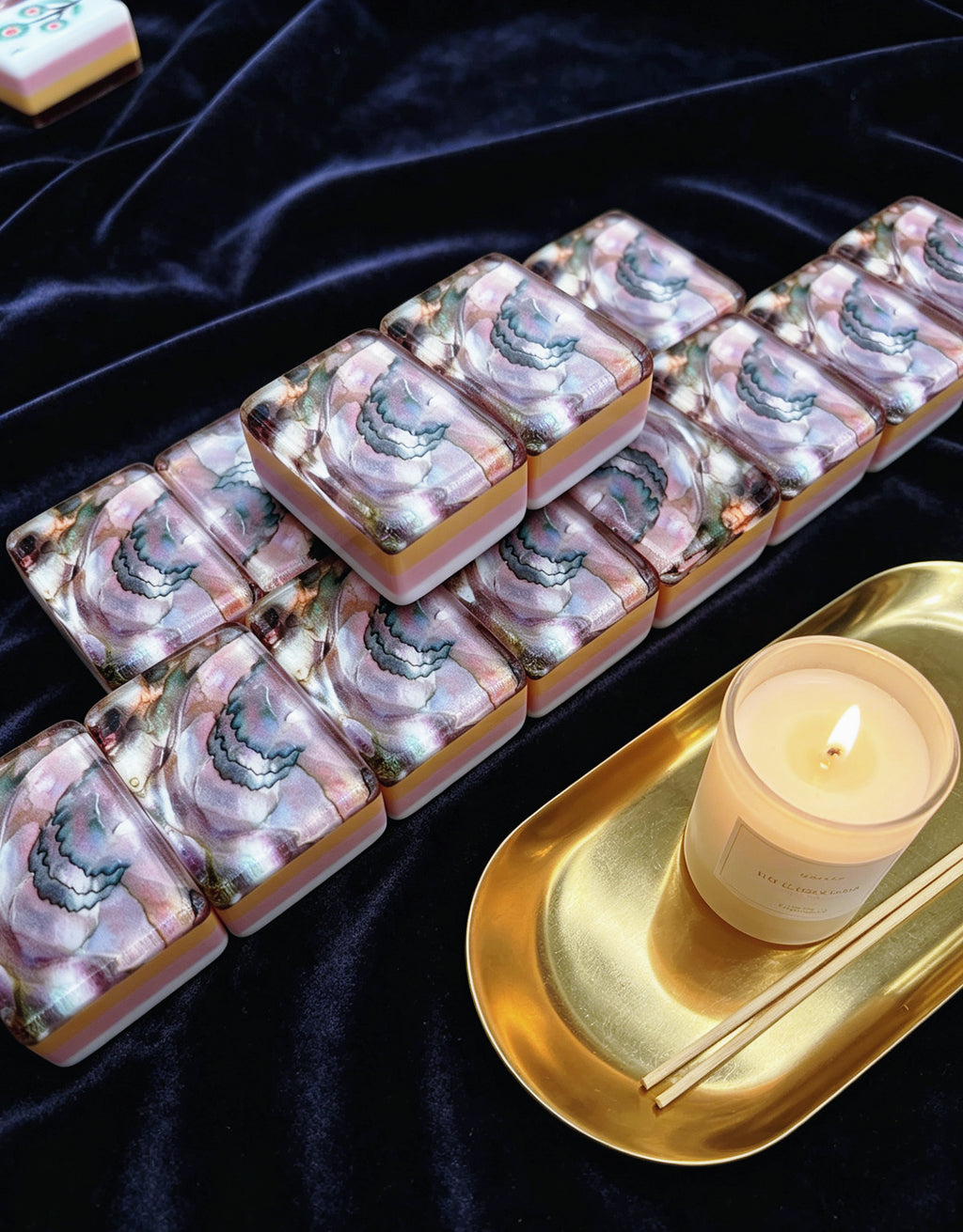 MAHORA Moonlit Pearl American Mahjong Set — acrylic Mahjong tile design