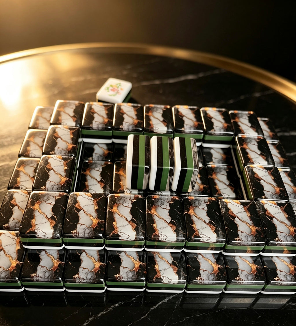 MAHORA Black & Gold American Mahjong Set — acrylic Mahjong tile design