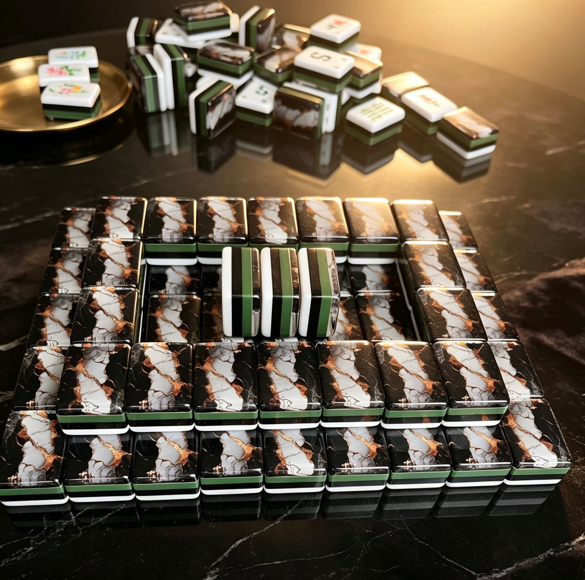 MAHORA Black & Gold American Mahjong Set — acrylic Mahjong tile design