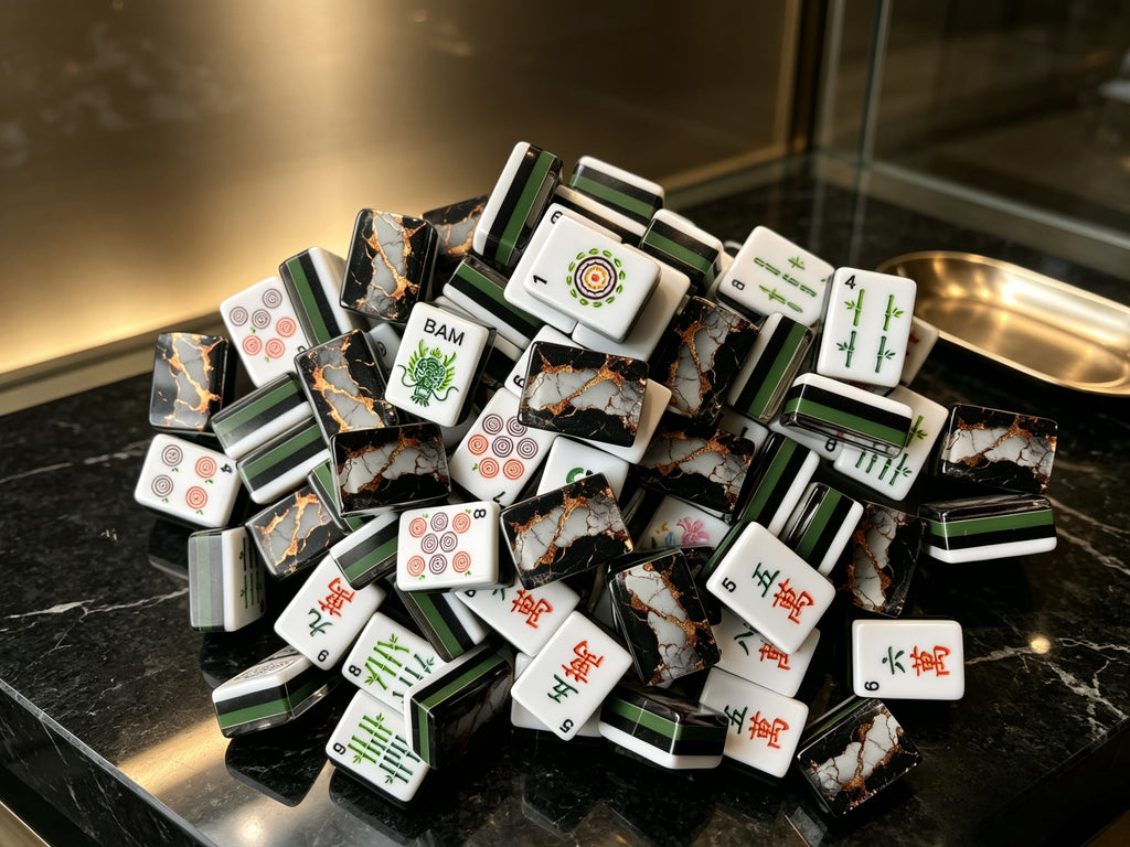 MAHORA Black & Gold American Mahjong Set — acrylic Mahjong tile design