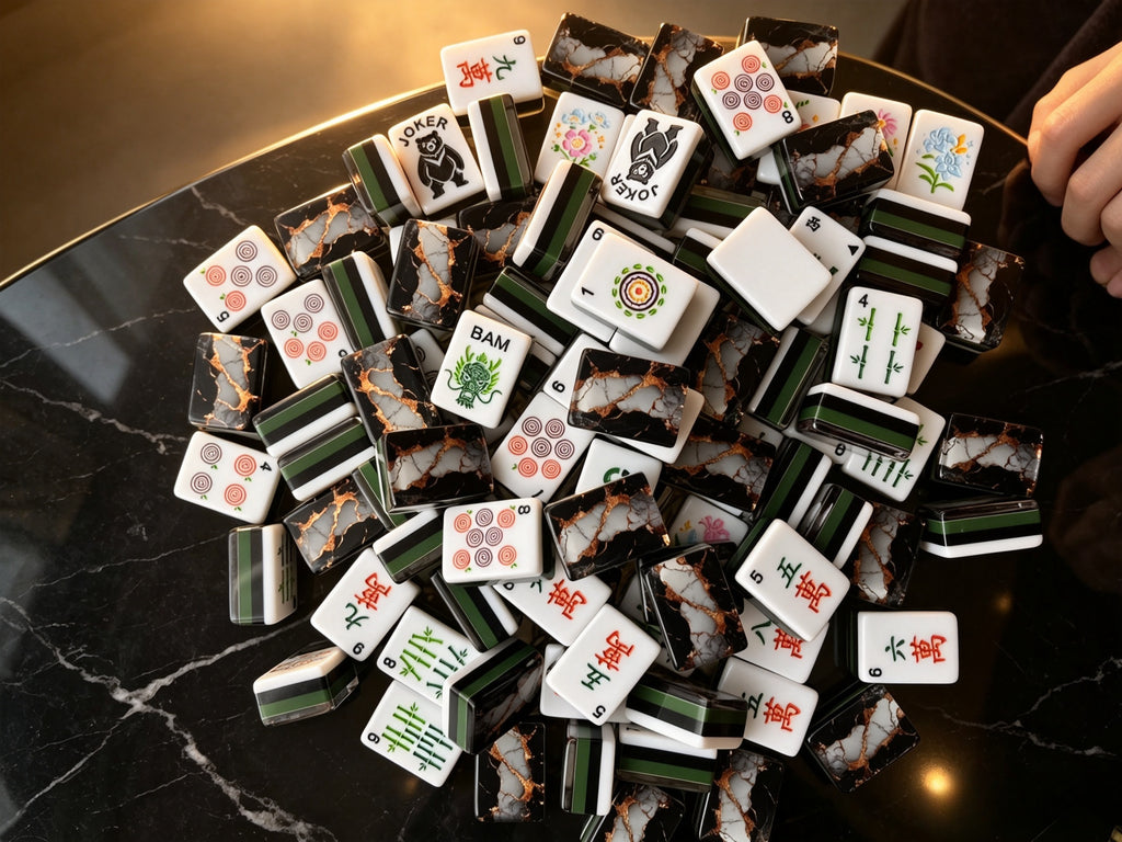 MAHORA Black & Gold American Mahjong Set — acrylic Mahjong tile design