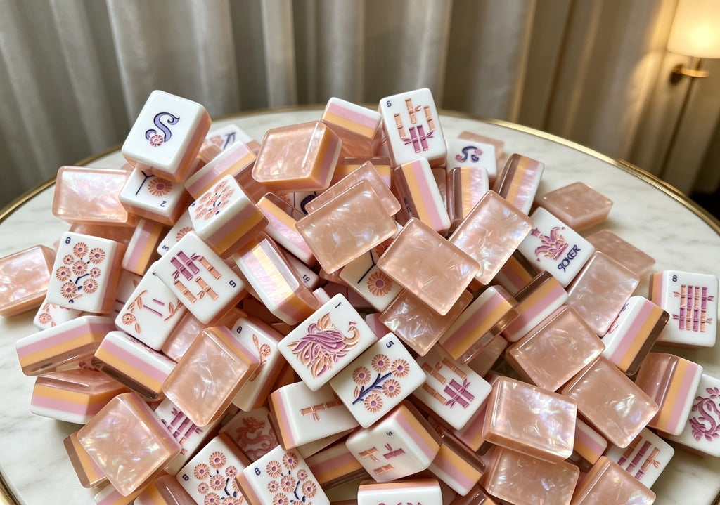 MAHORA Frosted Pink Pearl 3.0 American Mahjong Set — acrylic Mahjong tile design