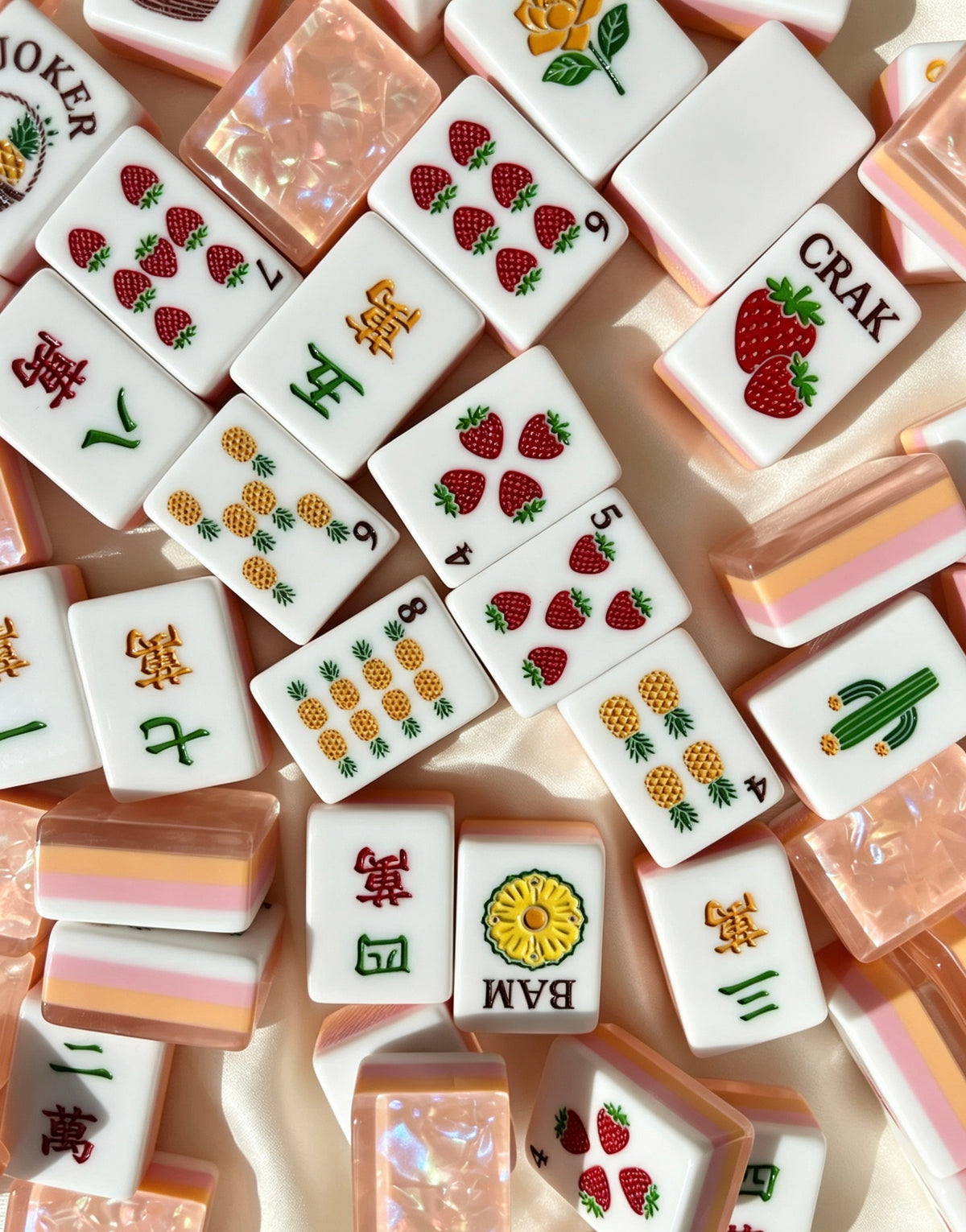 MAHORA Fruity Sparkle: Pineapple and fruit designs beside sparkling tile backs