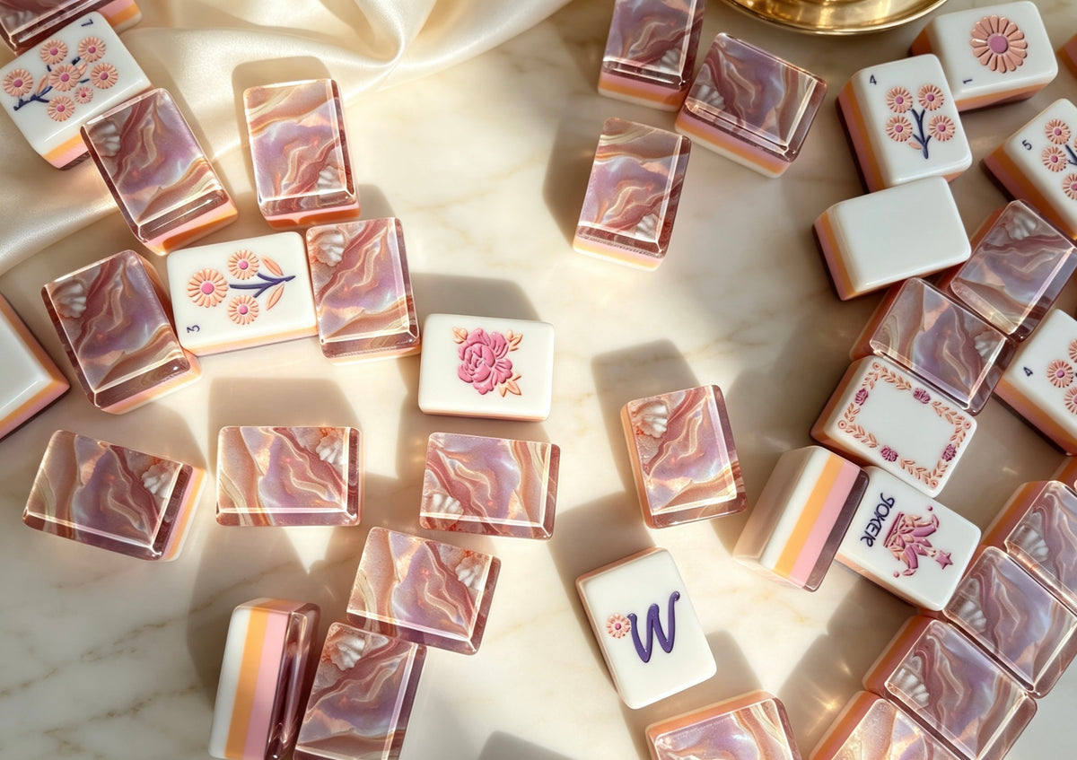 MAHORA Iridescent Pearl American Mahjong Set — acrylic Mahjong tile design