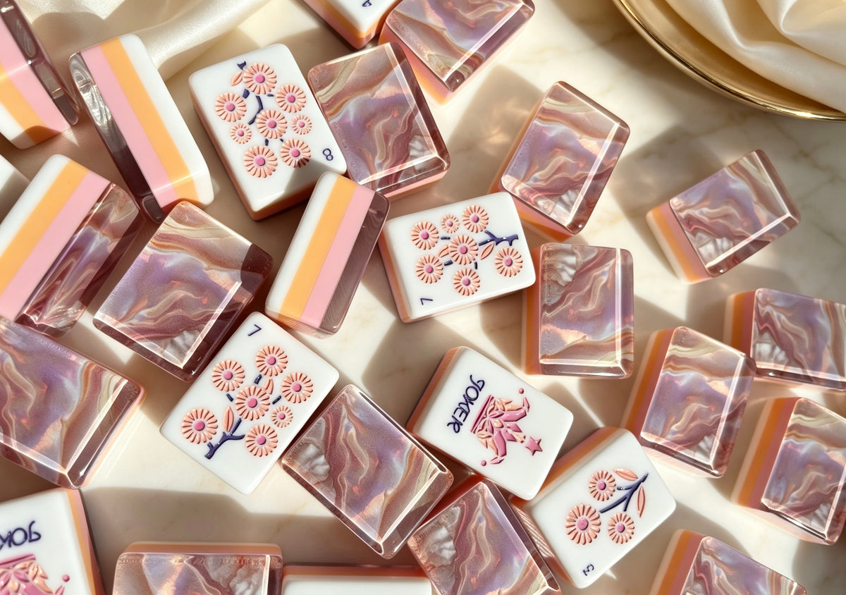 MAHORA Iridescent Pearl American Mahjong Set — acrylic Mahjong tile design
