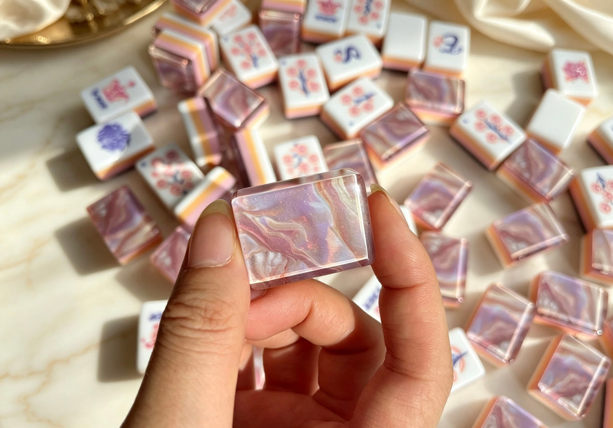 MAHORA Iridescent Pearl American Mahjong Set — acrylic Mahjong tile design