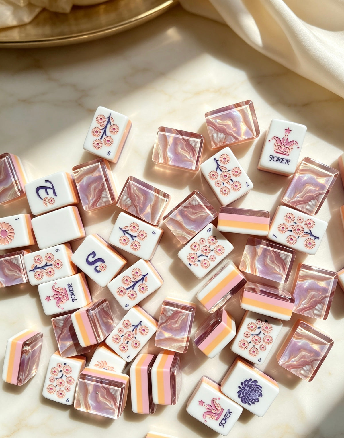 MAHORA Iridescent Pearl American Mahjong Set — acrylic Mahjong tile design