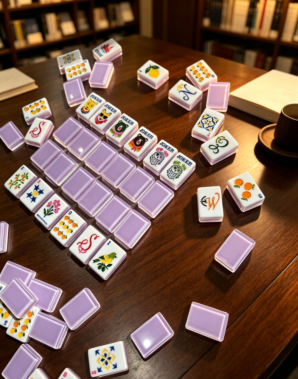 MAHORA Violet Reverie American Mahjong Set — acrylic Mahjong tile design