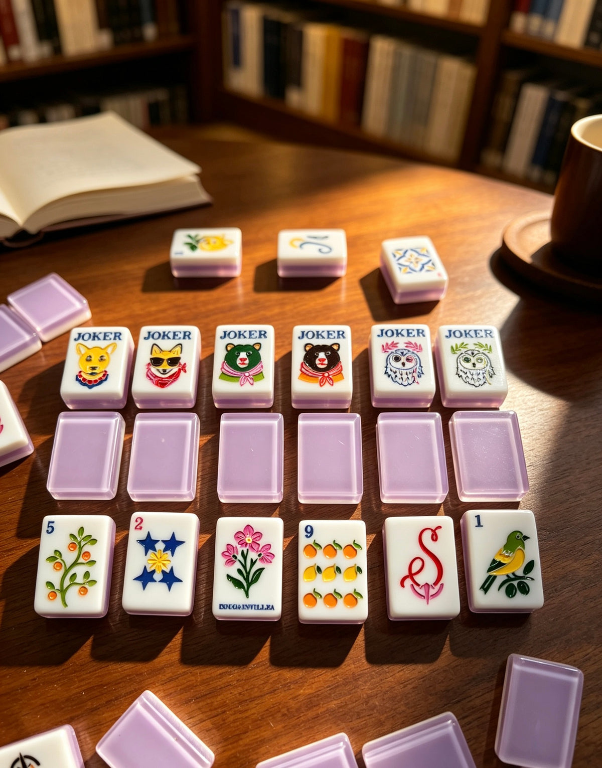 MAHORA Violet Reverie American Mahjong Set — acrylic Mahjong tile design