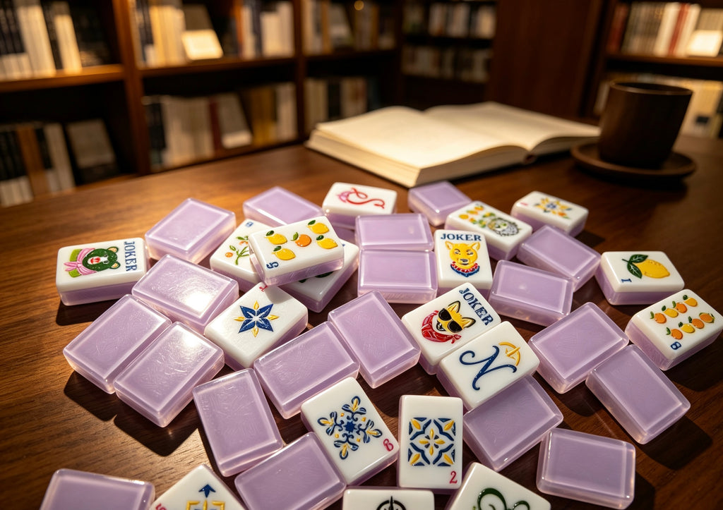 MAHORA Violet Reverie American Mahjong Set — acrylic Mahjong tile design