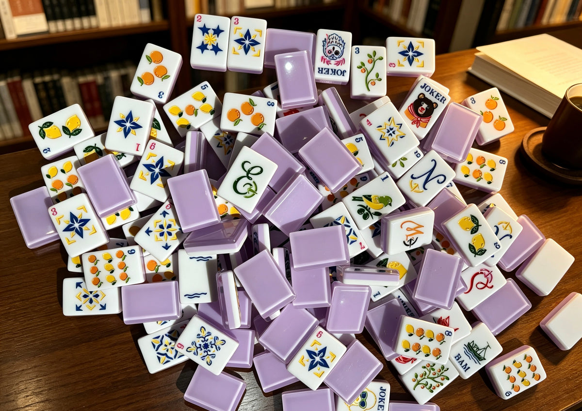 MAHORA Violet Reverie American Mahjong Set — acrylic Mahjong tile design