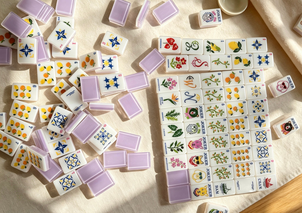 MAHORA Violet Reverie American Mahjong Set — acrylic Mahjong tile design