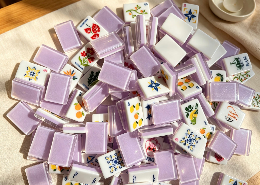 MAHORA Violet Reverie American Mahjong Set — acrylic Mahjong tile design