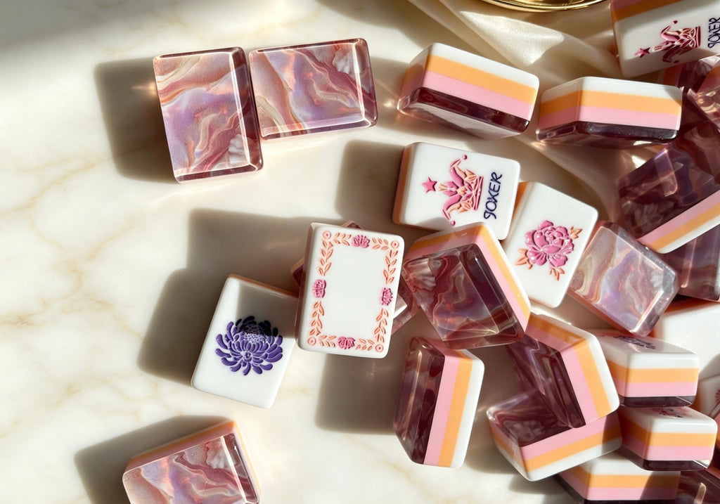 MAHORA Iridescent Pearl American Mahjong Set — acrylic Mahjong tile design