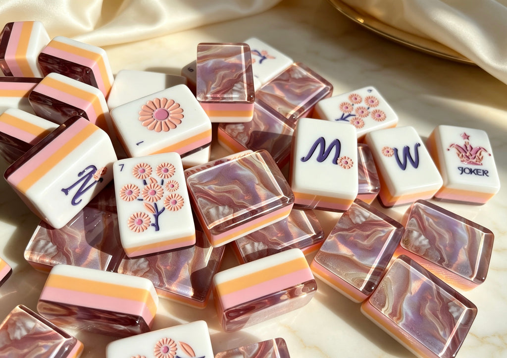 MAHORA Iridescent Pearl American Mahjong Set — acrylic Mahjong tile design