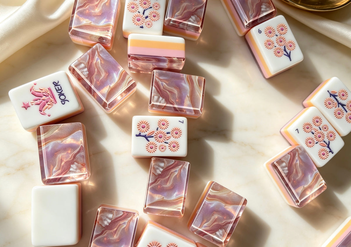 MAHORA Iridescent Pearl American Mahjong Set — acrylic Mahjong tile design