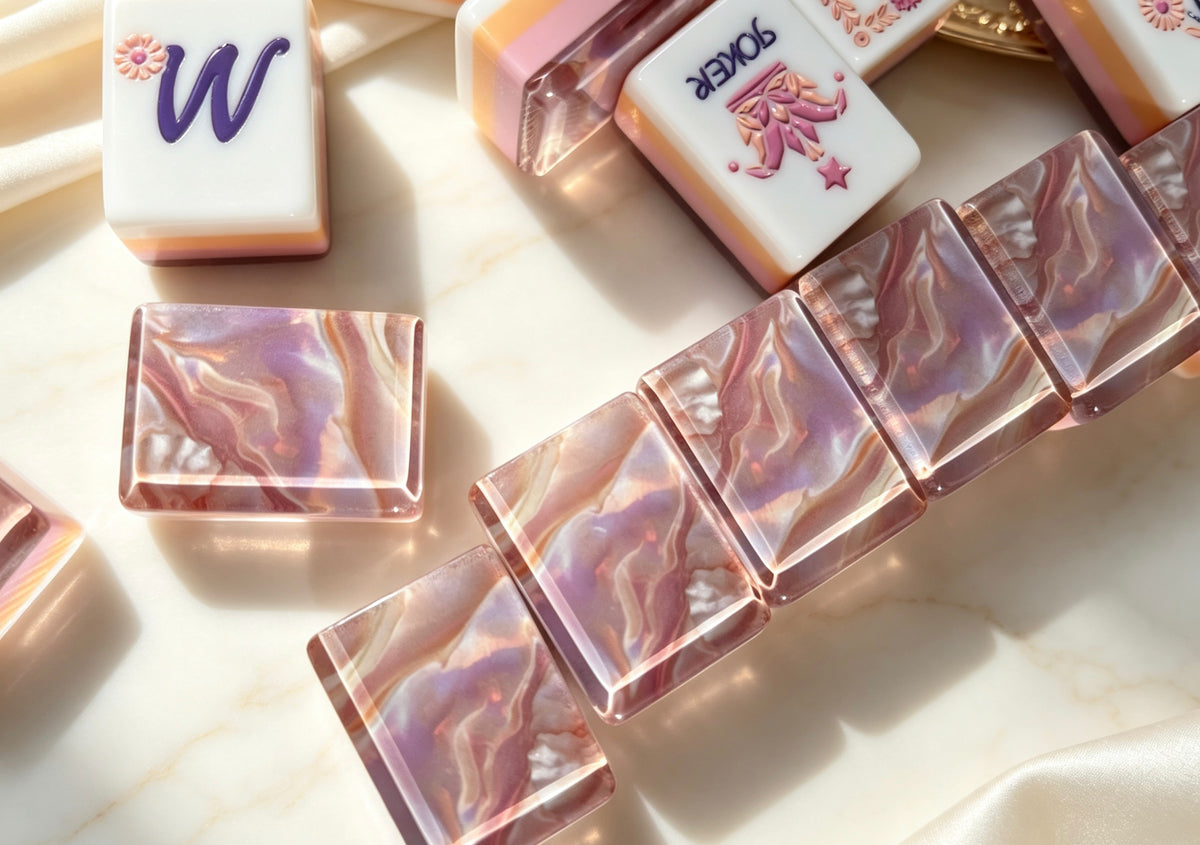 MAHORA Iridescent Pearl American Mahjong Set — acrylic Mahjong tile design