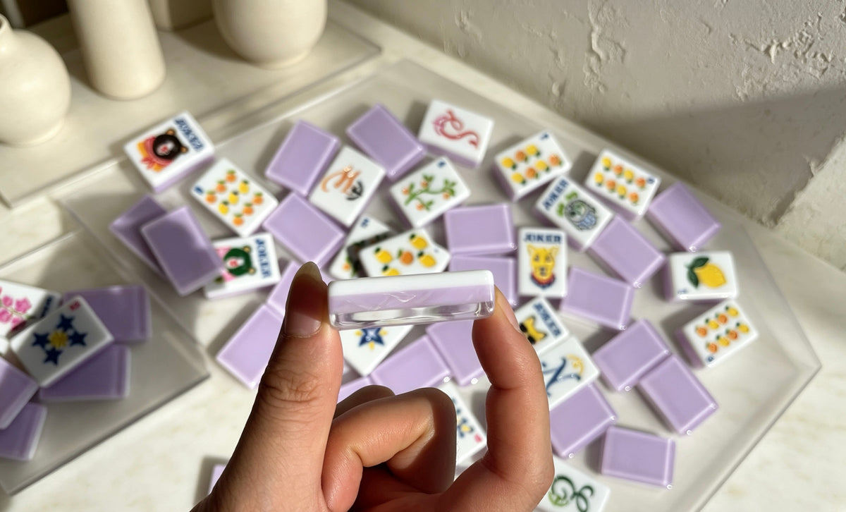 MAHORA Violet Reverie American Mahjong Set — acrylic Mahjong tile design