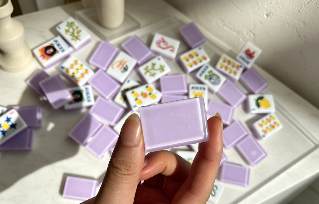 MAHORA Violet Reverie American Mahjong Set — acrylic Mahjong tile design