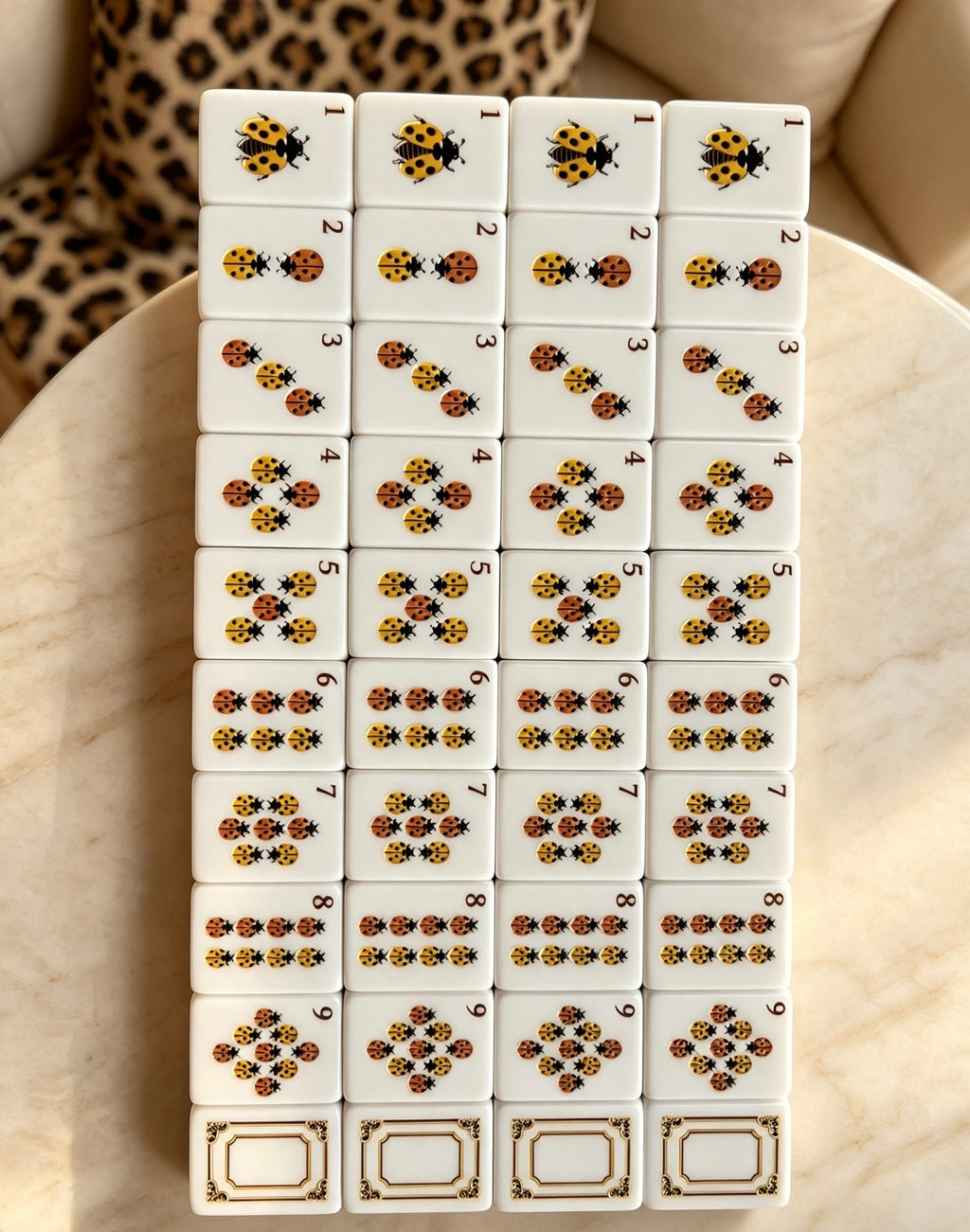 MAHORA Leopard Print: Dot suit tiles arranged in numbered rows