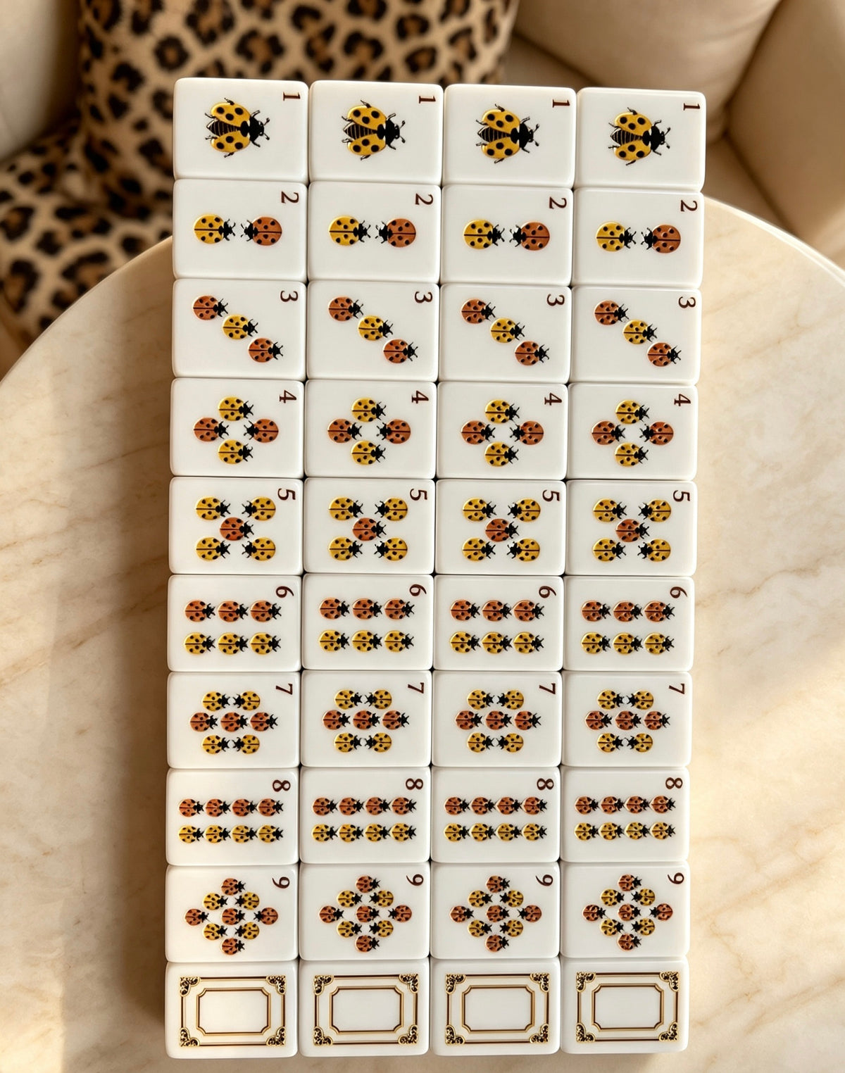MAHORA Leopard Print: Dot suit tiles arranged in numbered rows