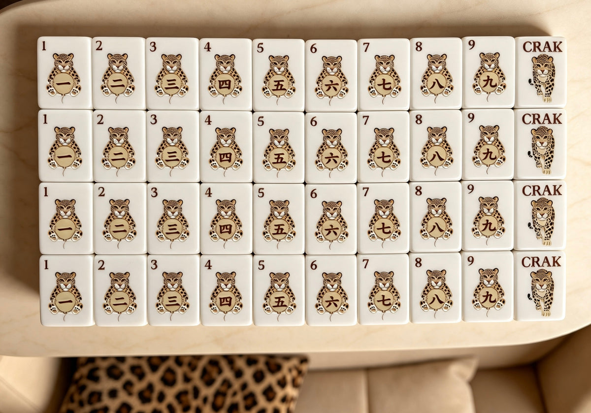MAHORA Leopard Print: Character suit tiles with illustrated leopard faces