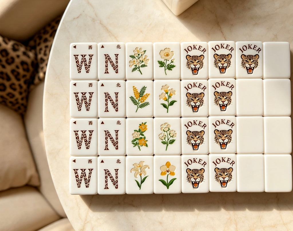 MAHORA Leopard Print: Wind, flower and joker tiles viewed from above