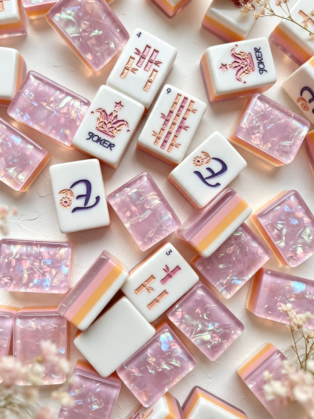 MAHORA Frost Lilac: Wind and bamboo faces among pearlescent tile backs