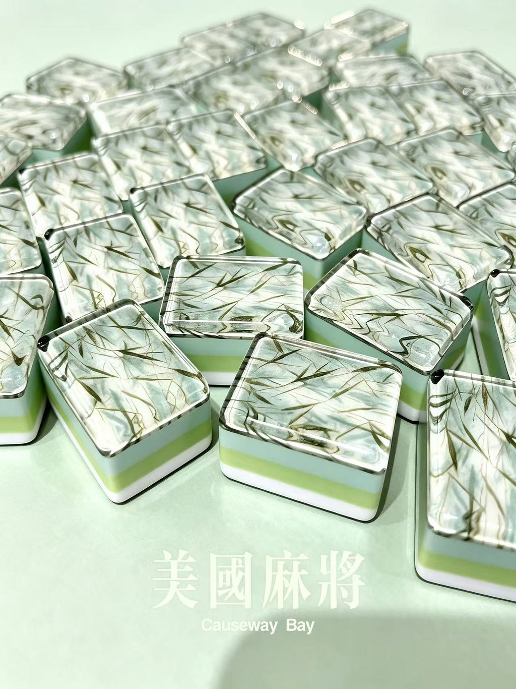 MAHORA Bamboo Grace American Mahjong Set — acrylic Mahjong tile design