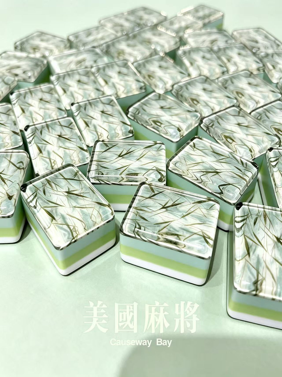 MAHORA Bamboo Grace American Mahjong Set — acrylic Mahjong tile design