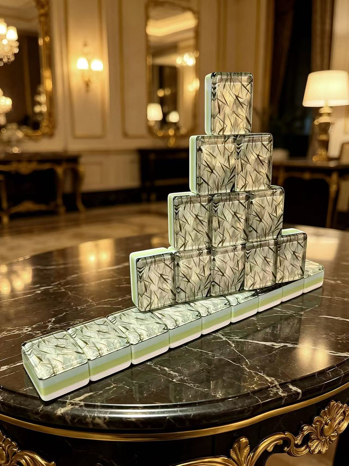 MAHORA Bamboo Grace American Mahjong Set — acrylic Mahjong tile design