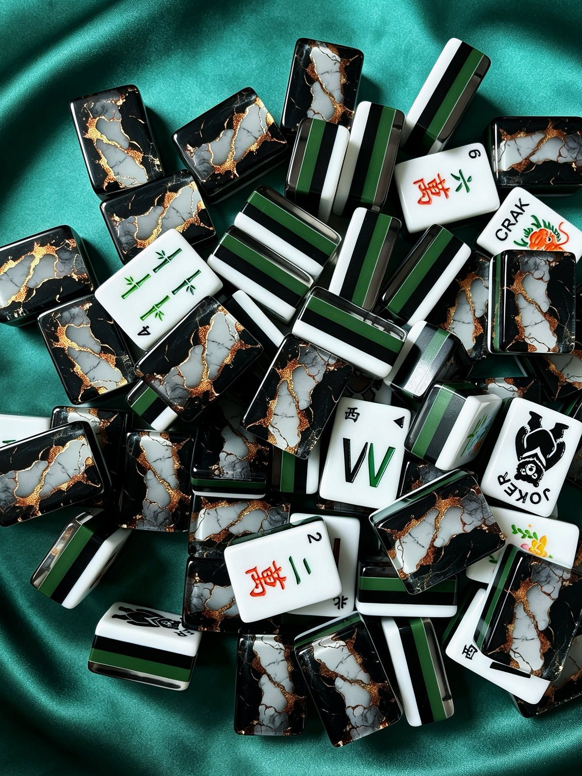 MAHORA Black & Gold American Mahjong Set — acrylic Mahjong tile design