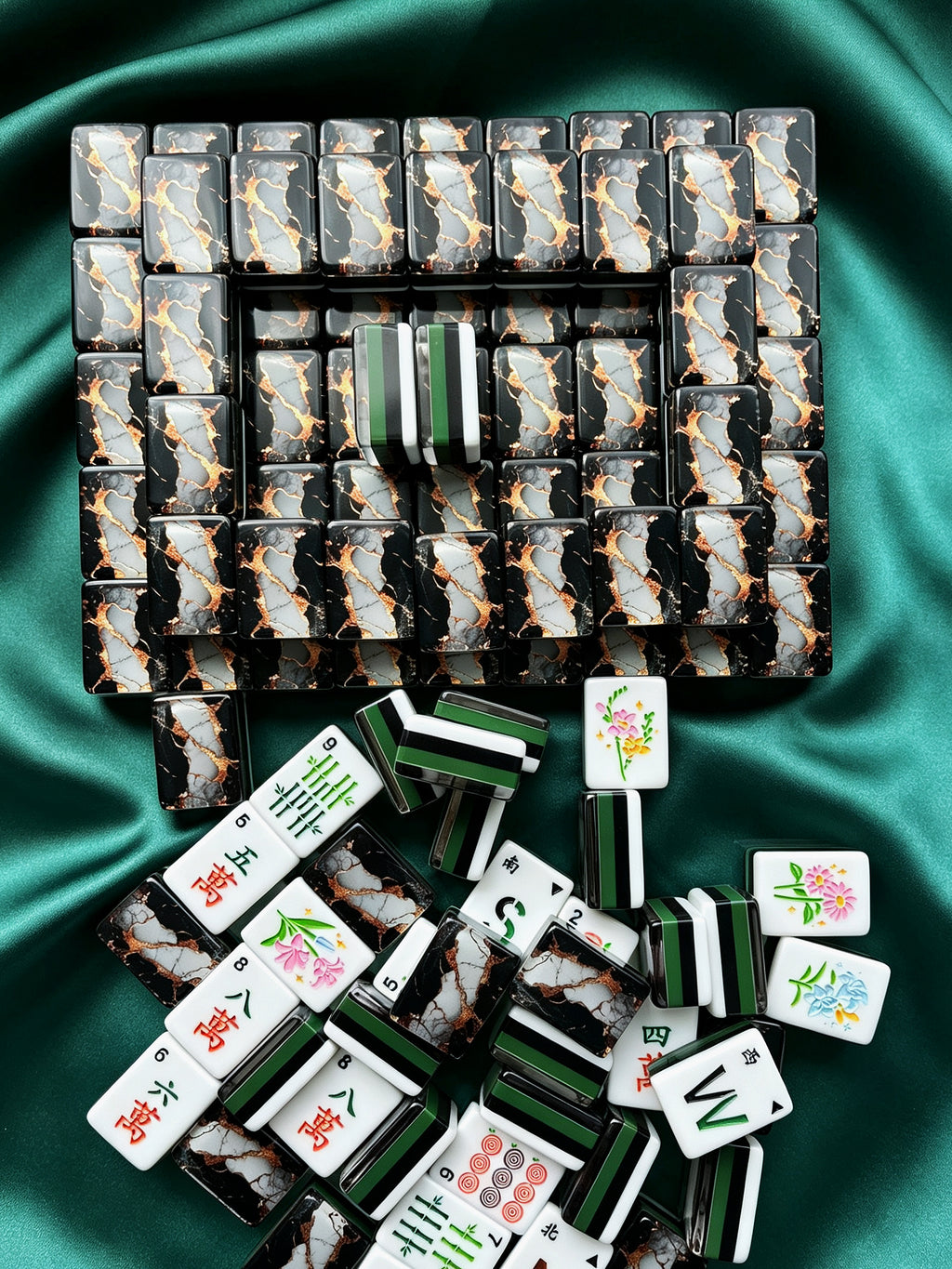 MAHORA Black & Gold American Mahjong Set — acrylic Mahjong tile design