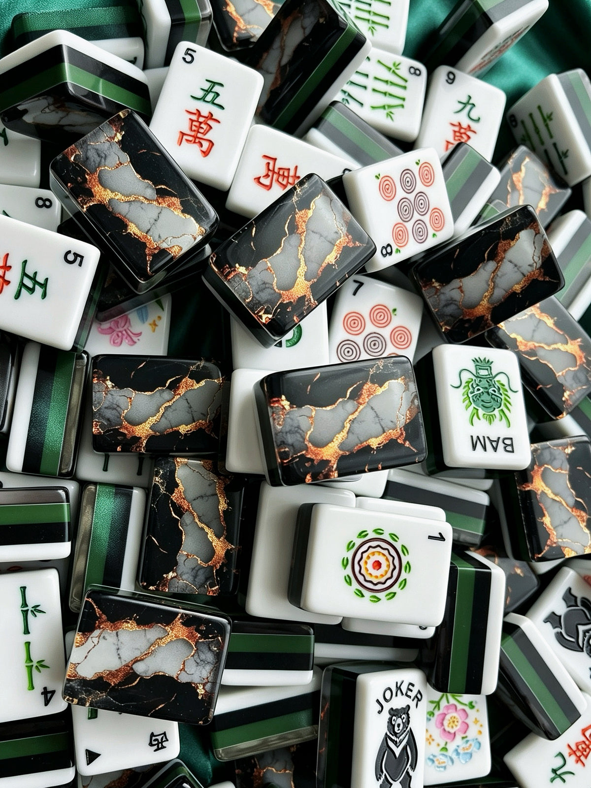 MAHORA Black & Gold American Mahjong Set — acrylic Mahjong tile design