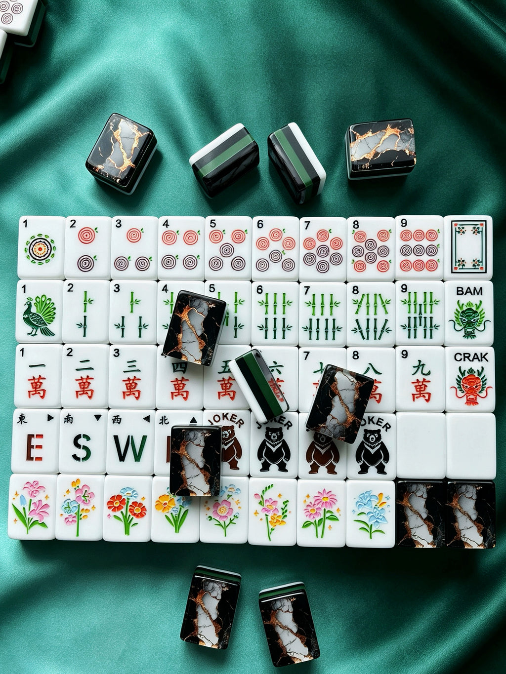 MAHORA Black & Gold American Mahjong Set — acrylic Mahjong tile design