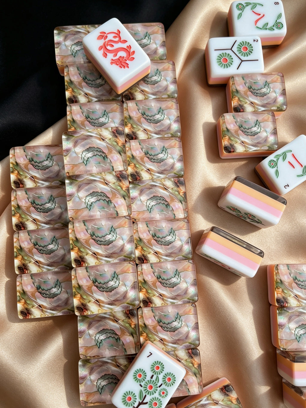 MAHORA Moonlit Pearl American Mahjong Set — acrylic Mahjong tile design