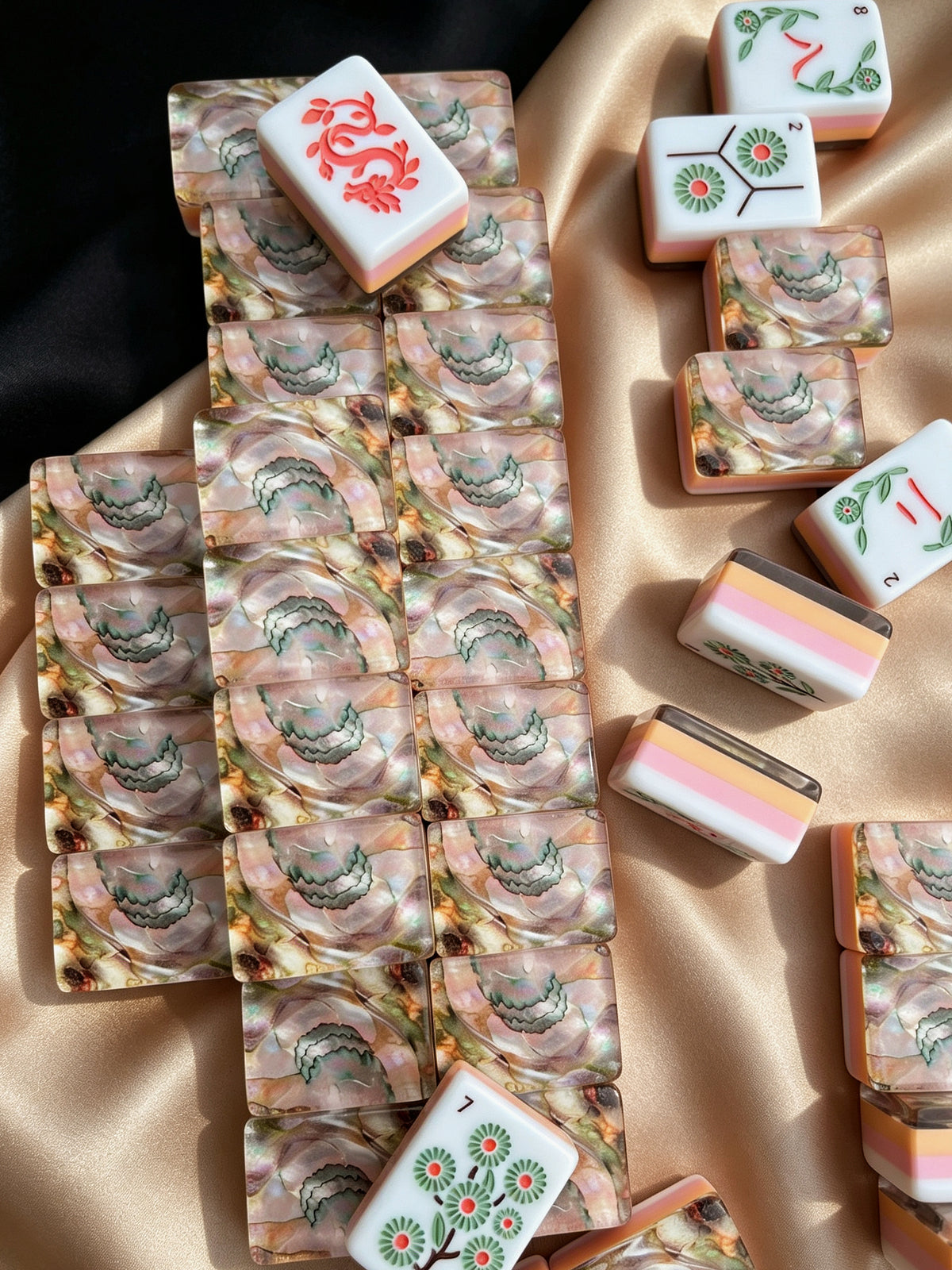 MAHORA Moonlit Pearl American Mahjong Set — acrylic Mahjong tile design